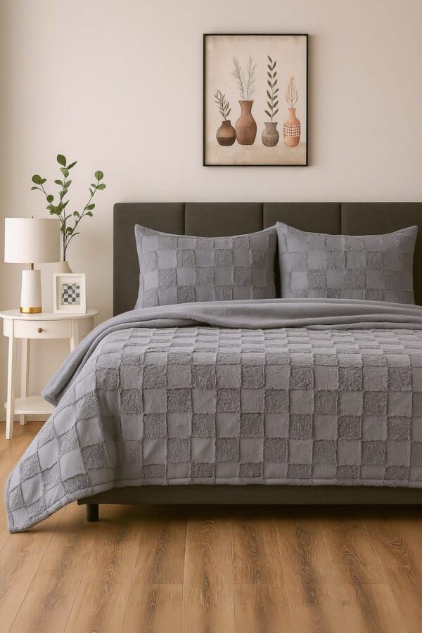 Kazan Fur Blanket Set – Double – 3 Pieces