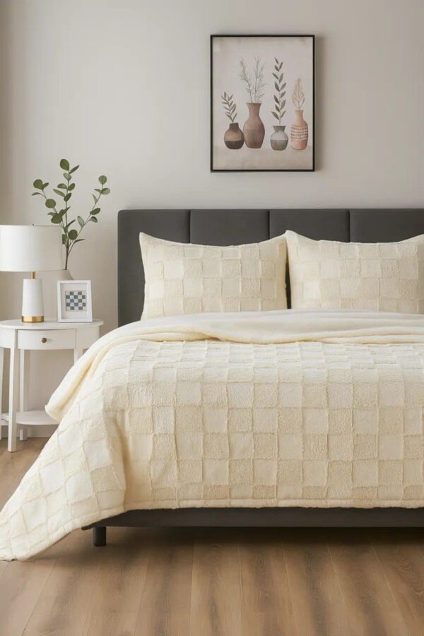 Kazan Fur Blanket Set – Double – 3 Pieces