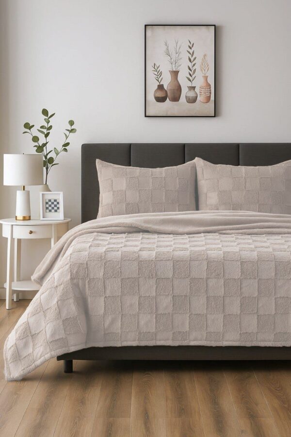 Kazan Fur Blanket Set – Double – 3 Pieces